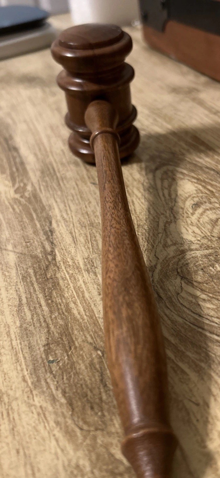 10”Vintage Solid hard Wood Gavel desk ornament auction ornate light weight