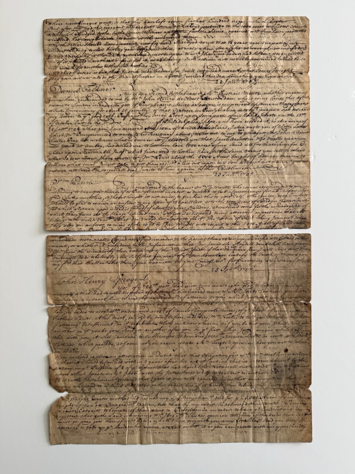 Colonial Era Manuscript Relating To William Penn, James Claypoole And Others
