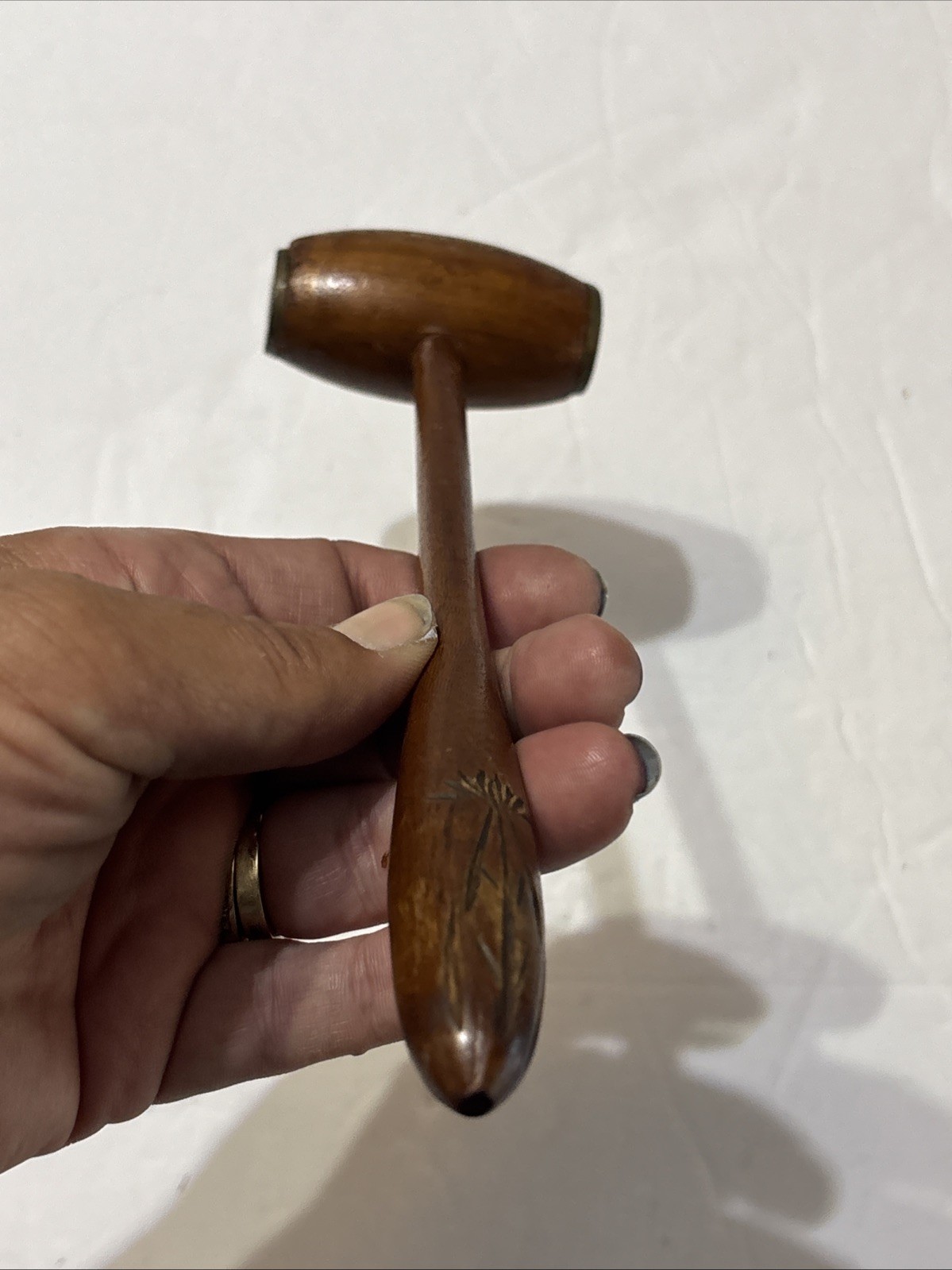 Antique Vintage Auctioneers Wooden Gavel Brass End Tack Hammer