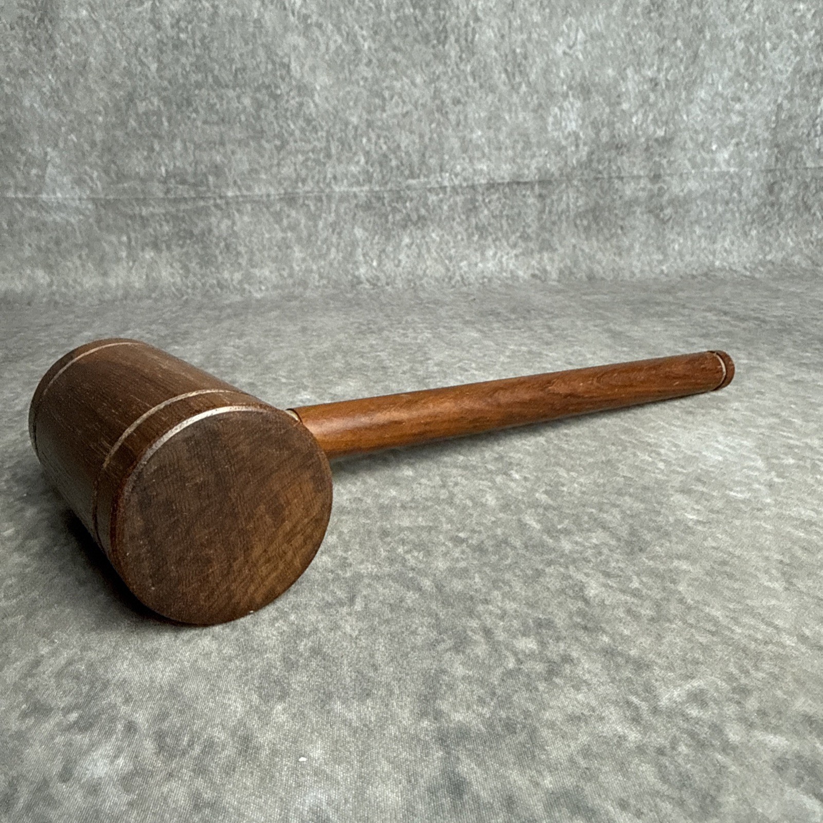 Vintage Wooden Judges Gavel Decorative Metal Bands 10”