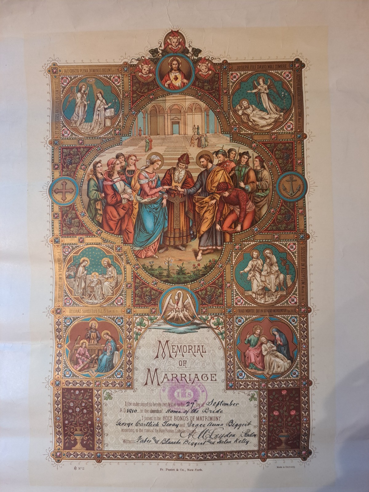1910 memorial of marriage