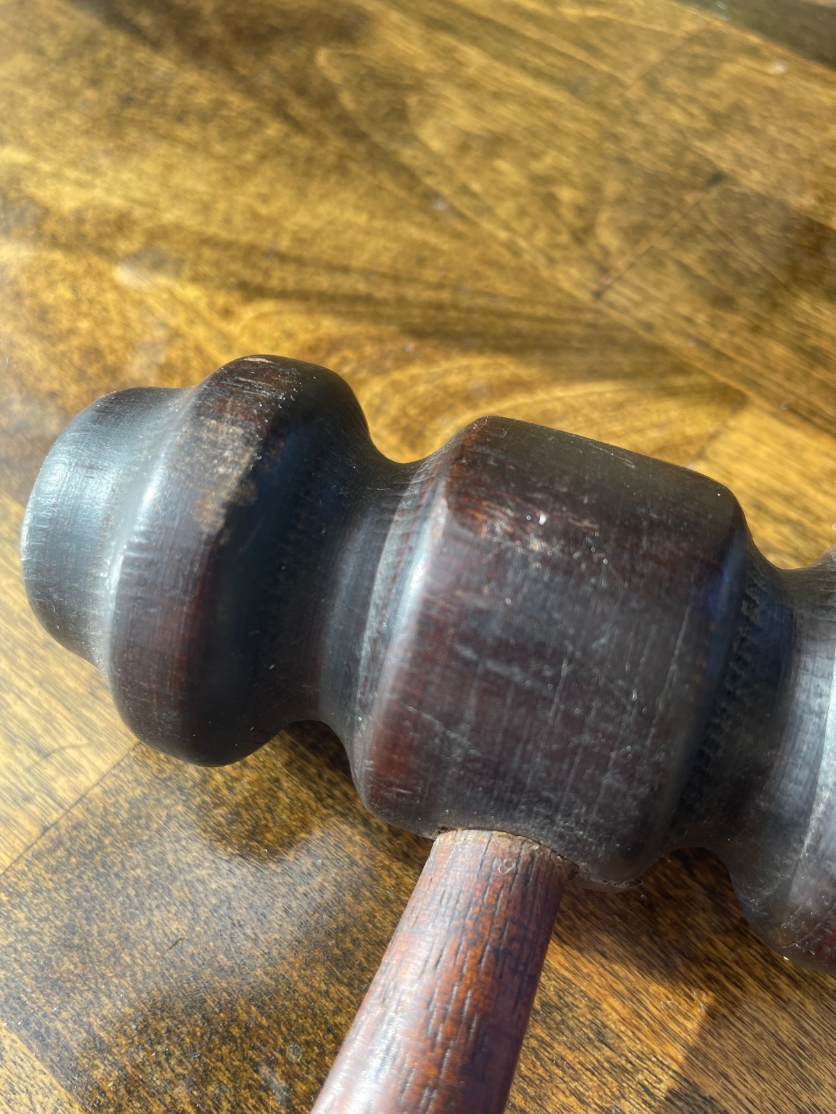 Antique 19th Century Solid Wood Gavel – Large, Hand-Turned