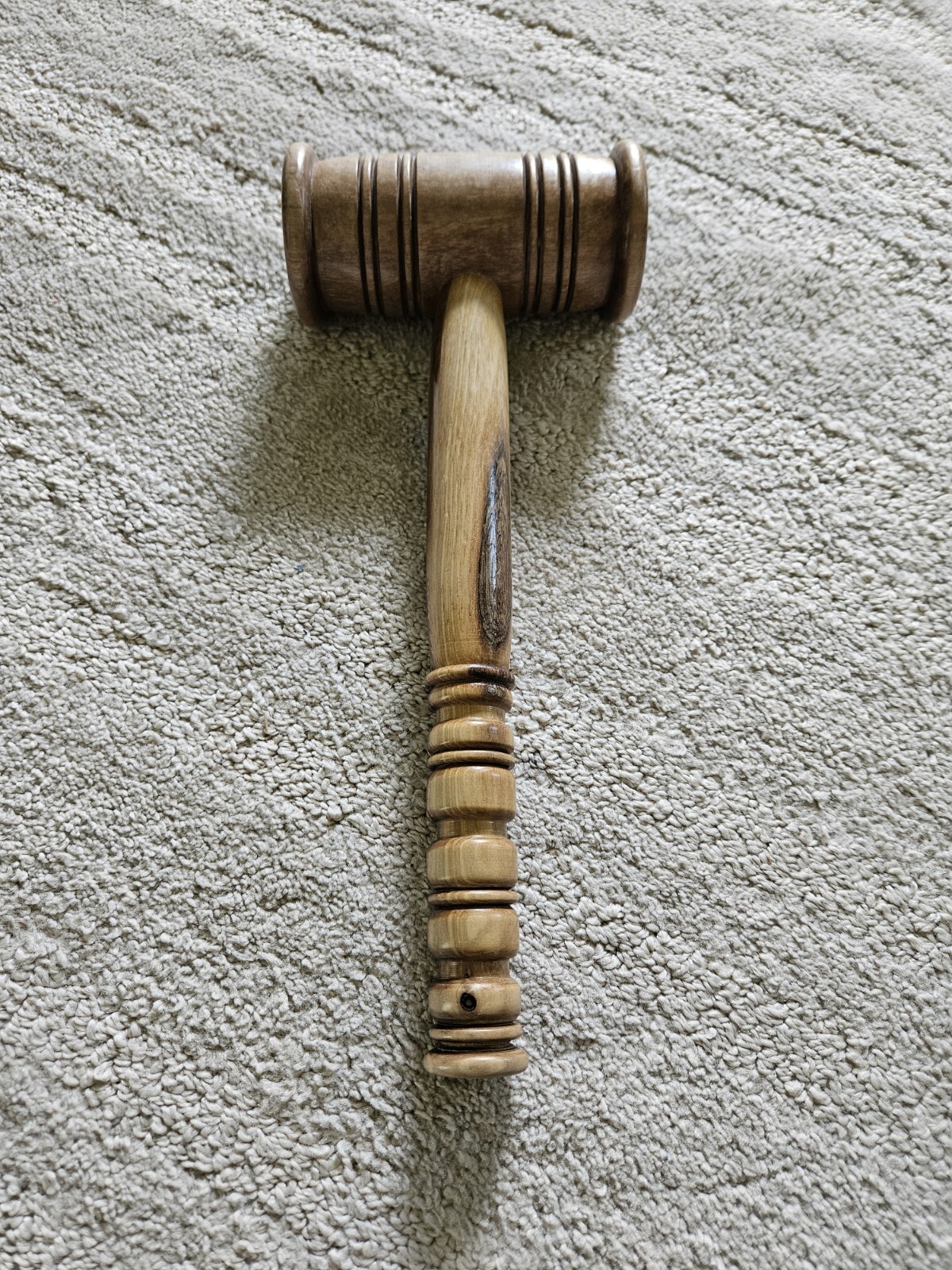 Original Hand Made Judge Court Gavel Round Ends Ridged Handke Well Made Clear