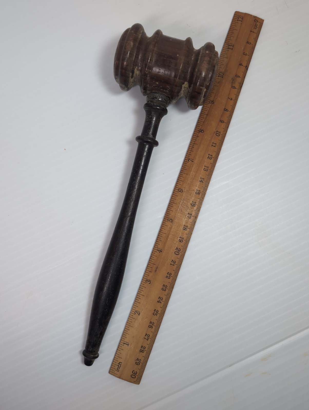 Vintage Hand Turned Wood Judges Gavel Antique Court Law Auctioneer Legal Mallet