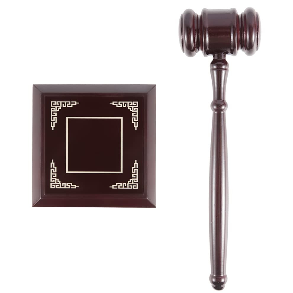 Wooden Gavel and Sound Block Set for Lawyer Judge Auction Sale Meetings