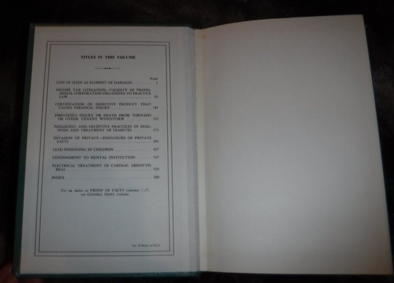 AMERICAN JURISPRUDENCE PROOF OF FACTS VOL 12 – 30 & INDEX : 20 LAW BOOKS