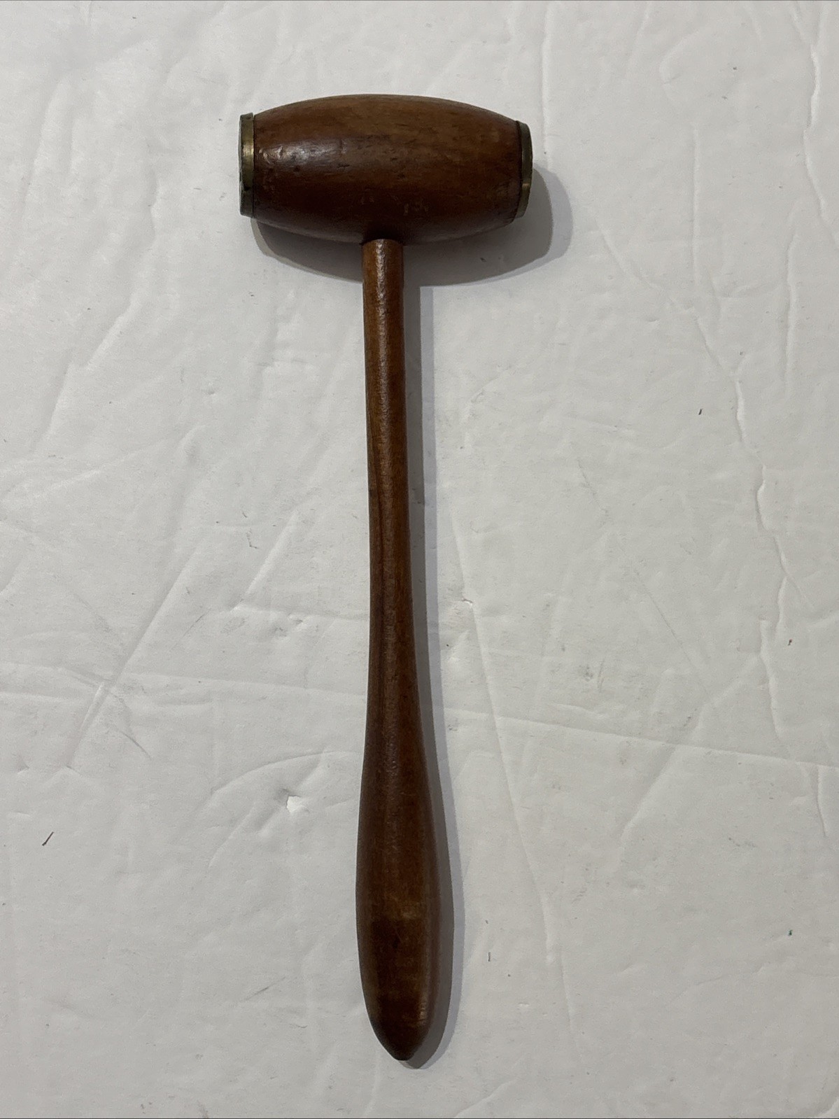 Antique Vintage Auctioneers Wooden Gavel Brass End Tack Hammer