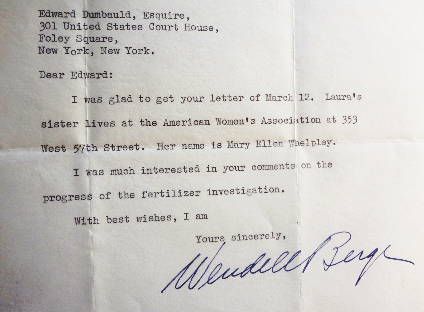 Historic Find~ 1939 DEPARTMENT of JUSTICE LETTER & ENVELOPE to EDWARD DUMBAULD