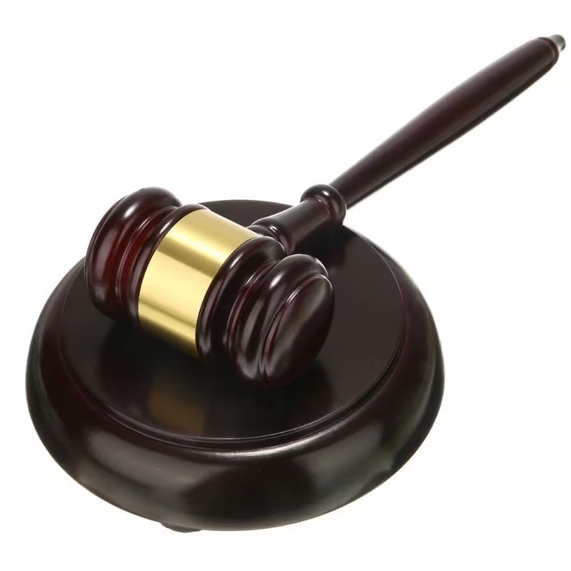 Wooden Judge Gavel Auction Hammer Courtroom Mallet Sound Block Set Decor
