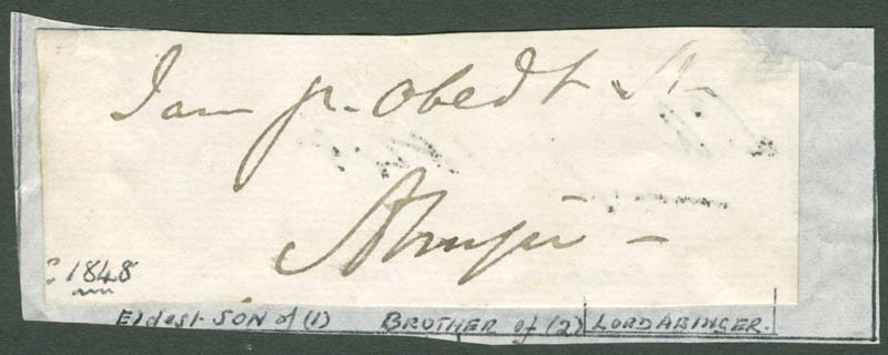 BARON ABINGER II (ROBERT SCARLETT) – AUTOGRAPH SENTIMENT SIGNED CIRCA 1848