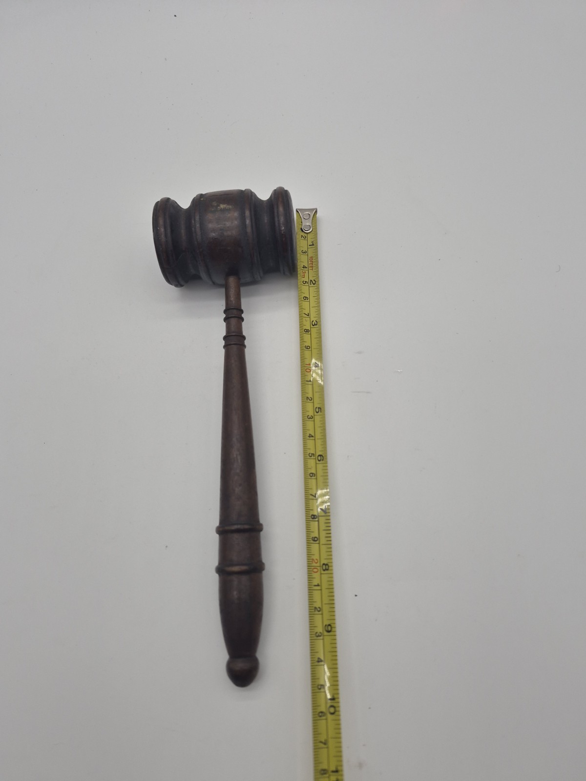 Vtg Gavel Dark Wood Mallet Auctioneer Judge Courthouse Desk Decor 9.5″ Length