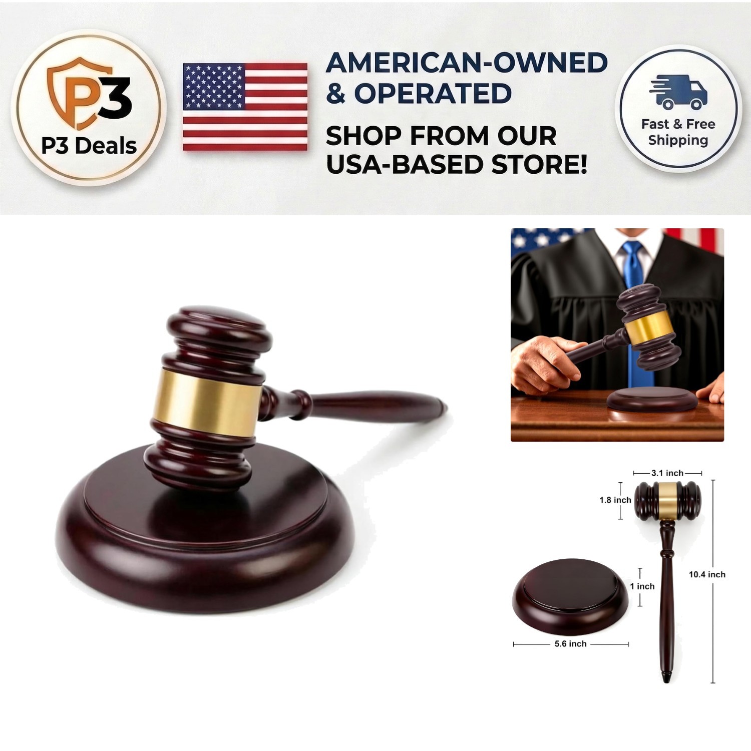 Professional Wooden Gavel Set with Sound Block – Ideal for HOA & Ceremonial Use