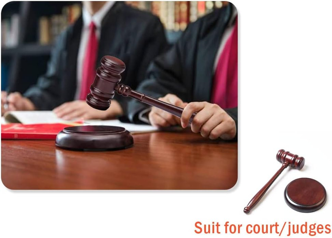 Black Gavel and Block, Handcrafted Wooden Set for Judge, Lawyer, Student, Auctio