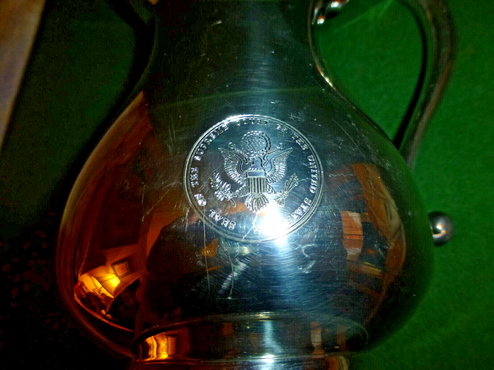 VTG Salisbury Pewter Water Pitcher Engraved United States Supreme Court Seal