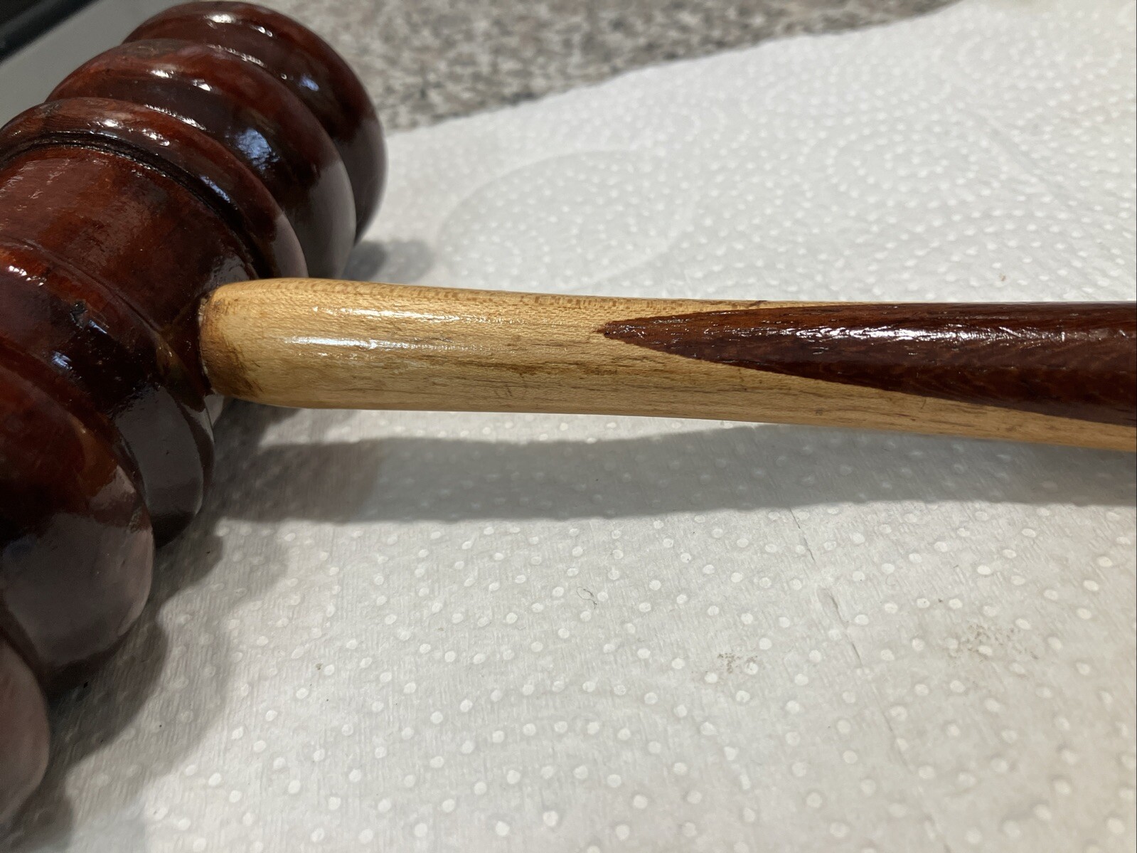 Vintage Wooden Gavel Wood Judge Auctioneer Mallet 10 3/4” Handmade very rare
