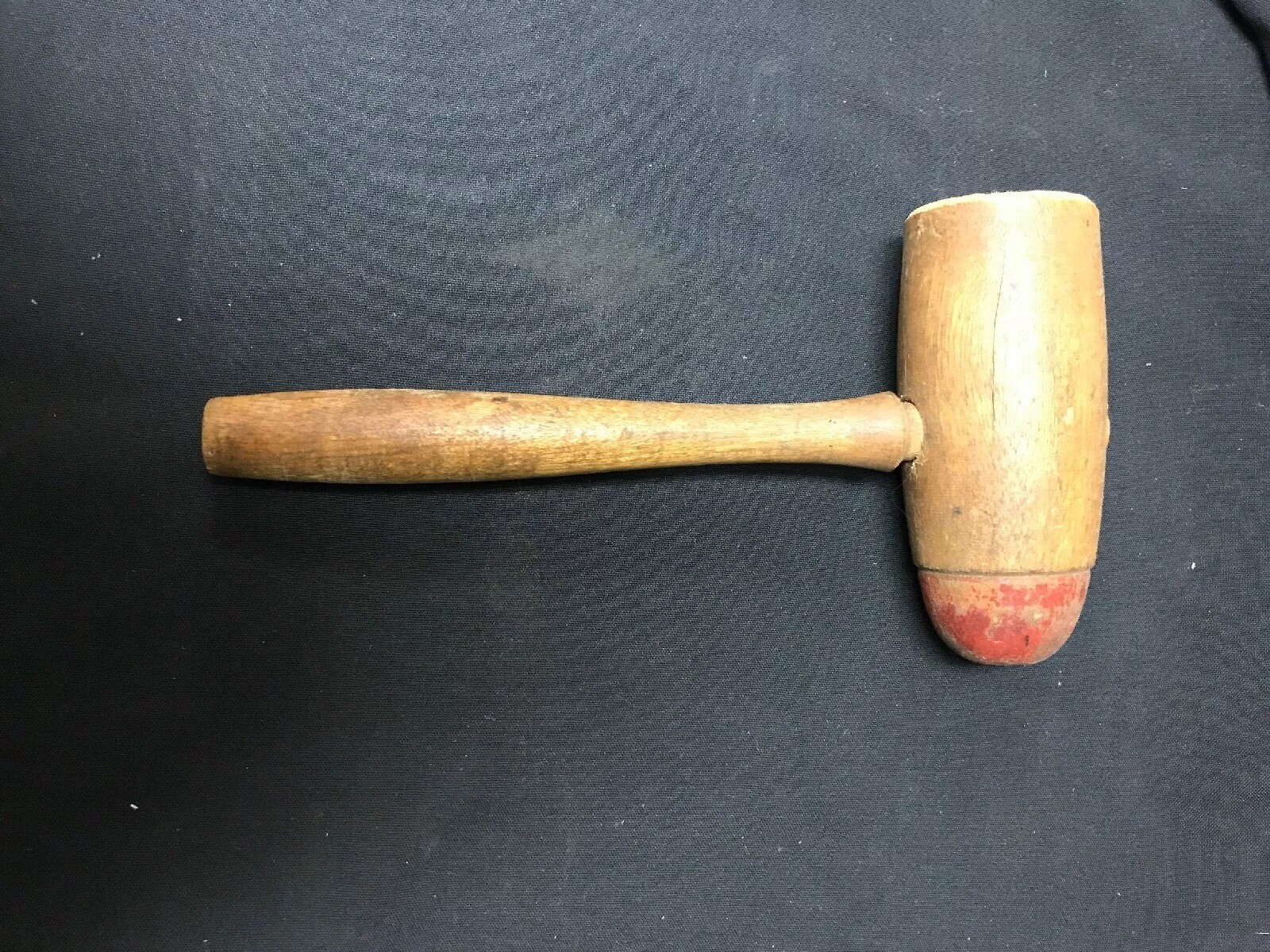 vintage wooden gavel solid wood mallet w/red Round Wood end & Flat End 11” Long