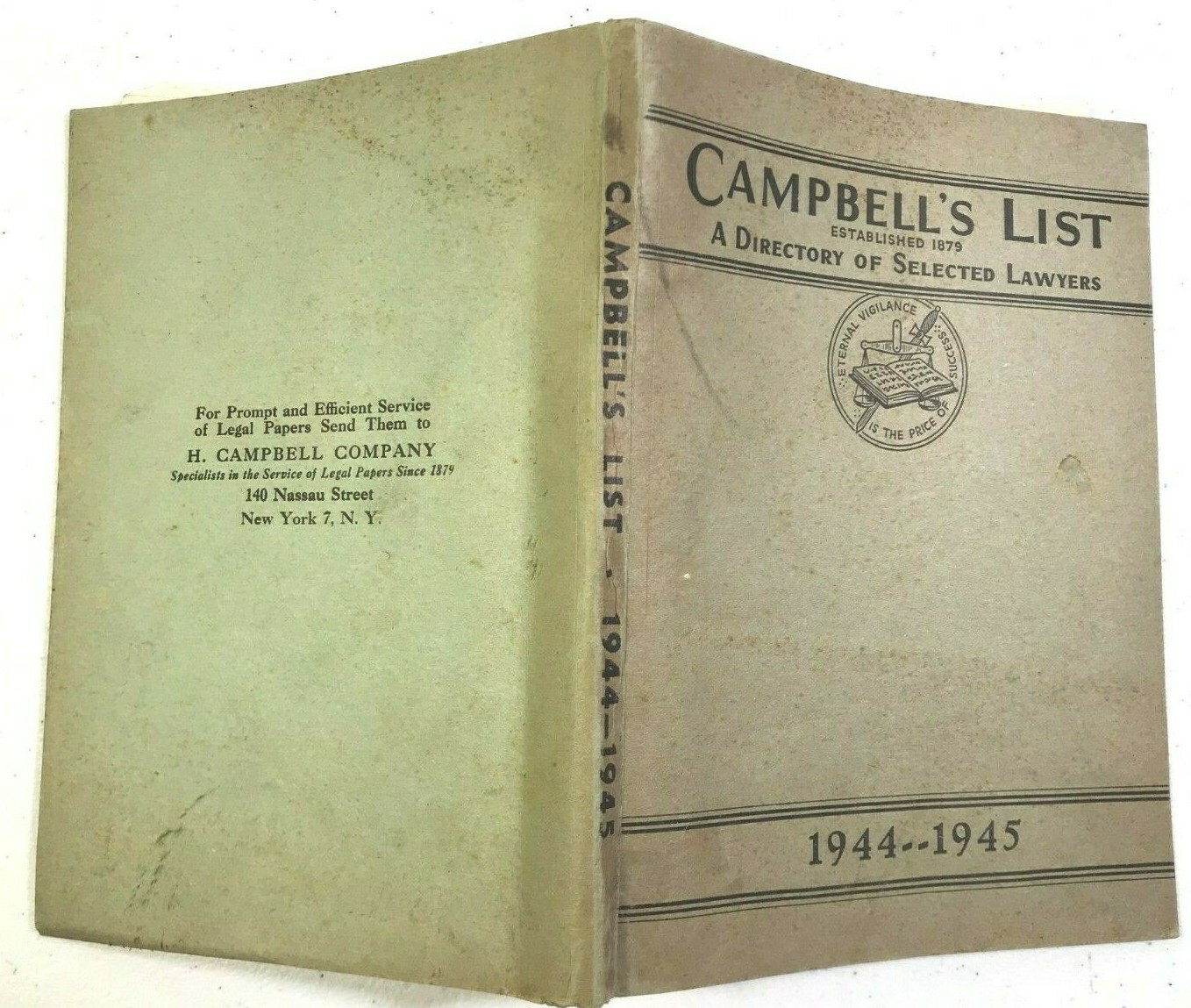 1944-1945 Campbell’s List – Directory of Selected Lawyers, USA Canada attorneys