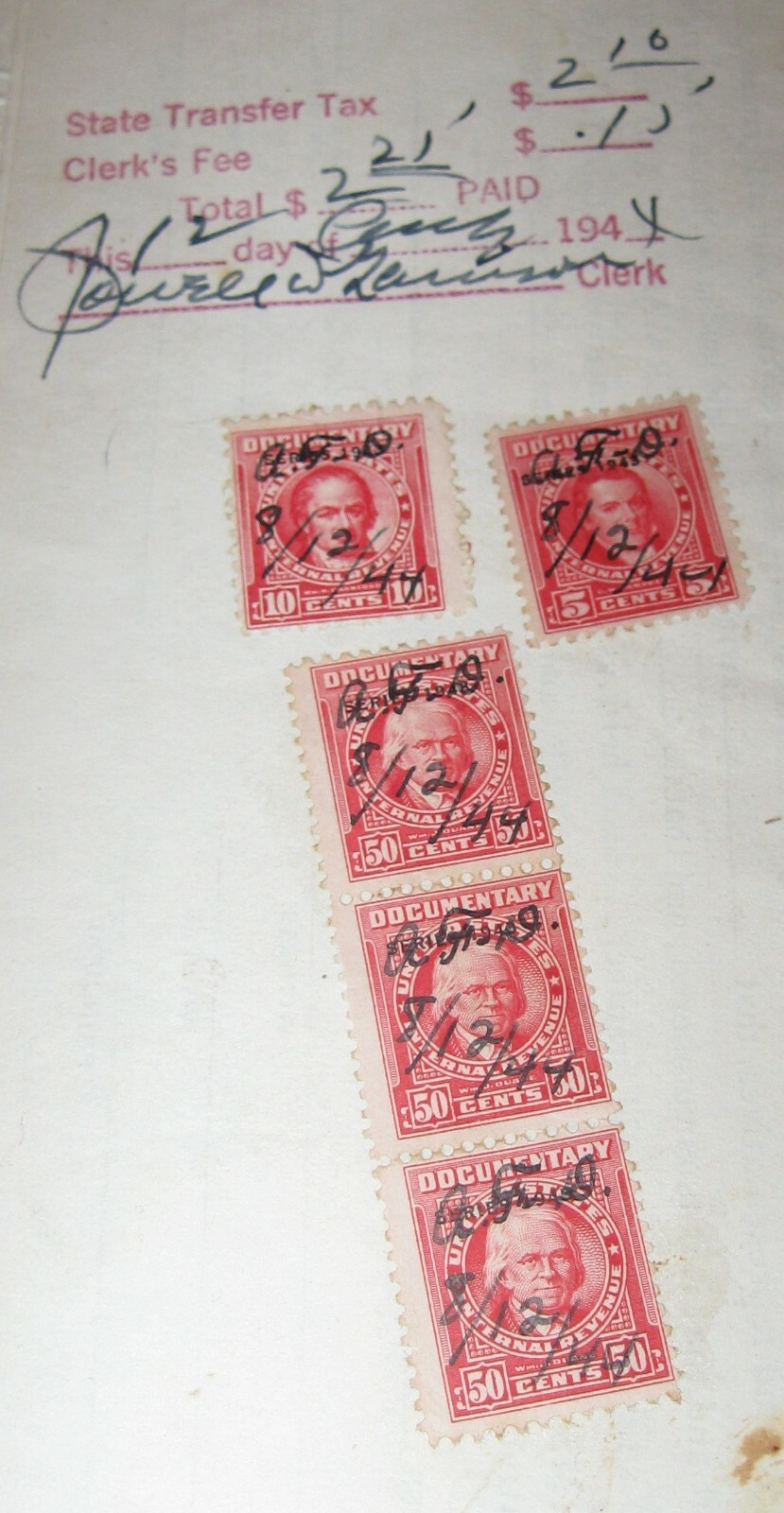 Cumberland County, Tennessee, Warranty Deed, 1944, DOCUMENT TAX STAMPS