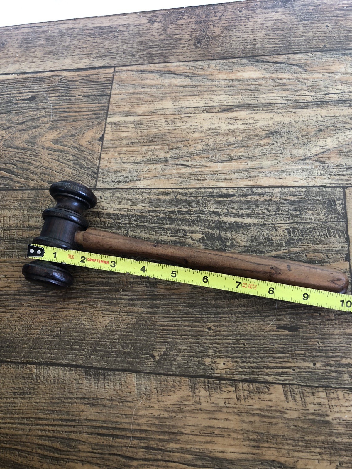 Vintage Wooden Gavel For Judge Auctioneer Lawyer Court Brown Wood 10” Long