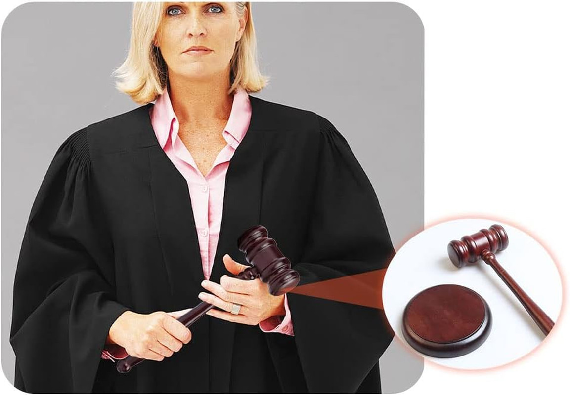 Black Gavel and Block, Handcrafted Wooden Set for Judge, Lawyer, Student, Auctio