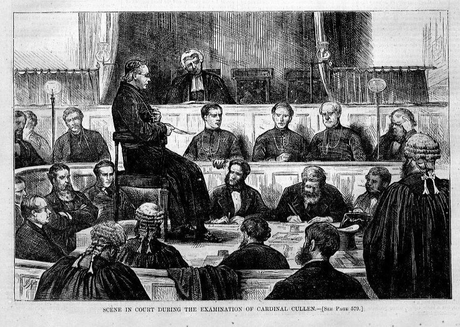 COURT EXAMINATION CARDINAL CULLEN DEFENDANT JUSTICE VINTAGE 1873 ENGRAVING
