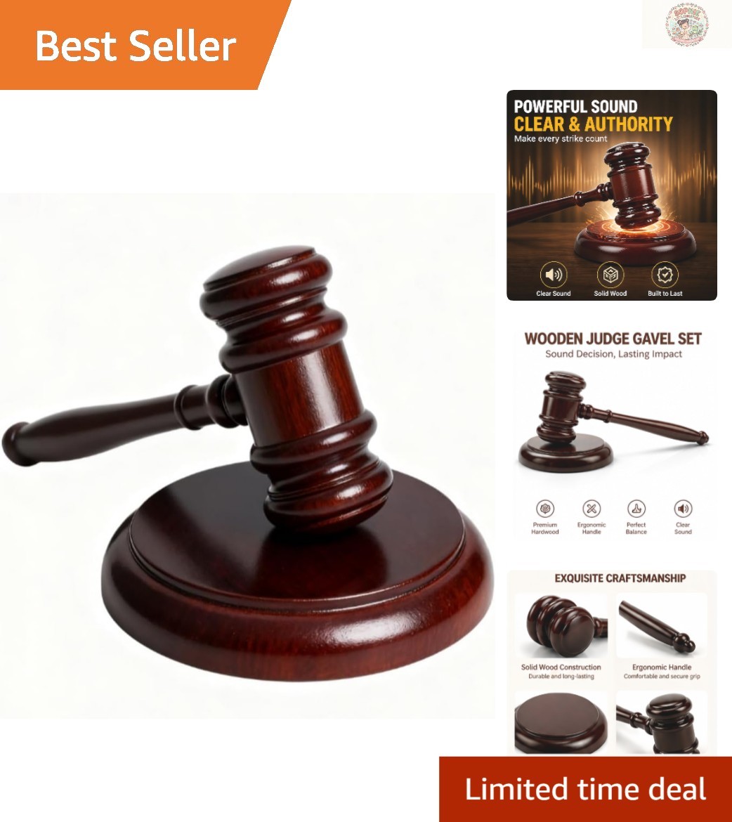 Luxury Red Wooden Gavel with Sound Block – Perfect Gift for Judges and Attorneys