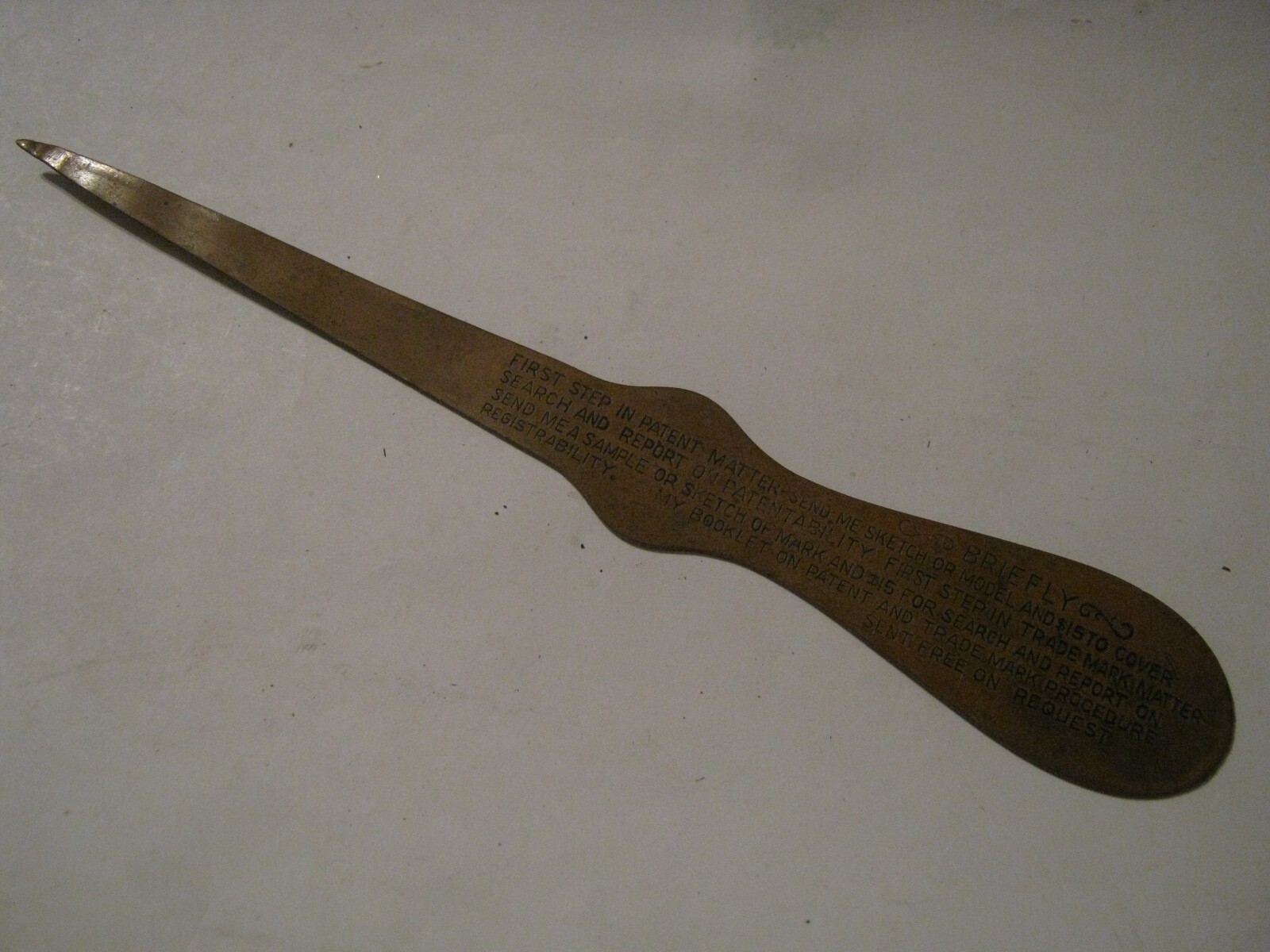 Bronze Letter Opener Clarence O’Brien, Patent Attorney Author, Active 1924-1943