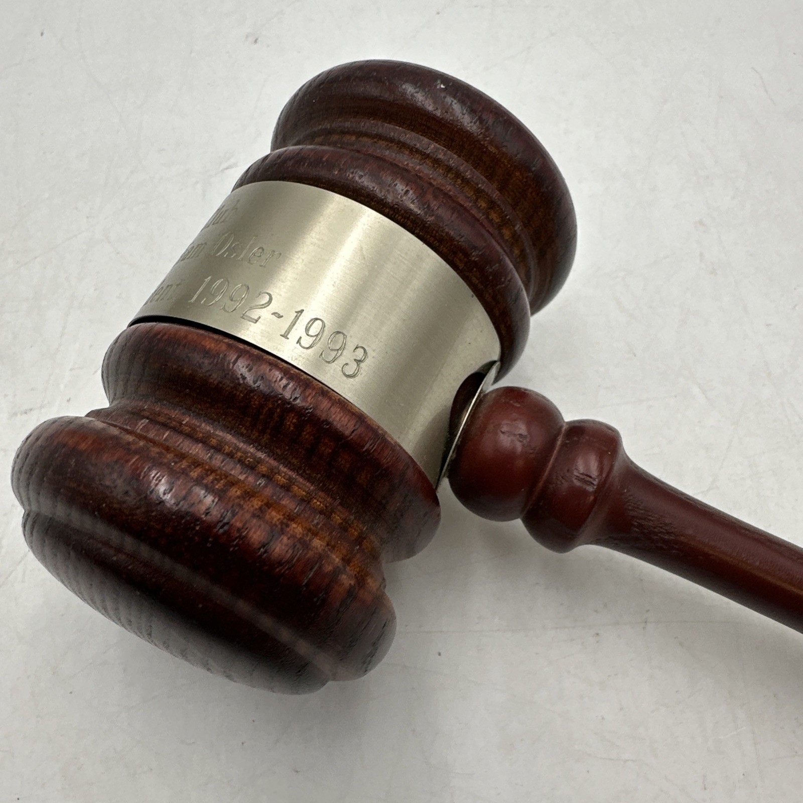 Vtg Wooden Gavel For Interurban Clinical Club 1993 Honorary President Mallet 10”