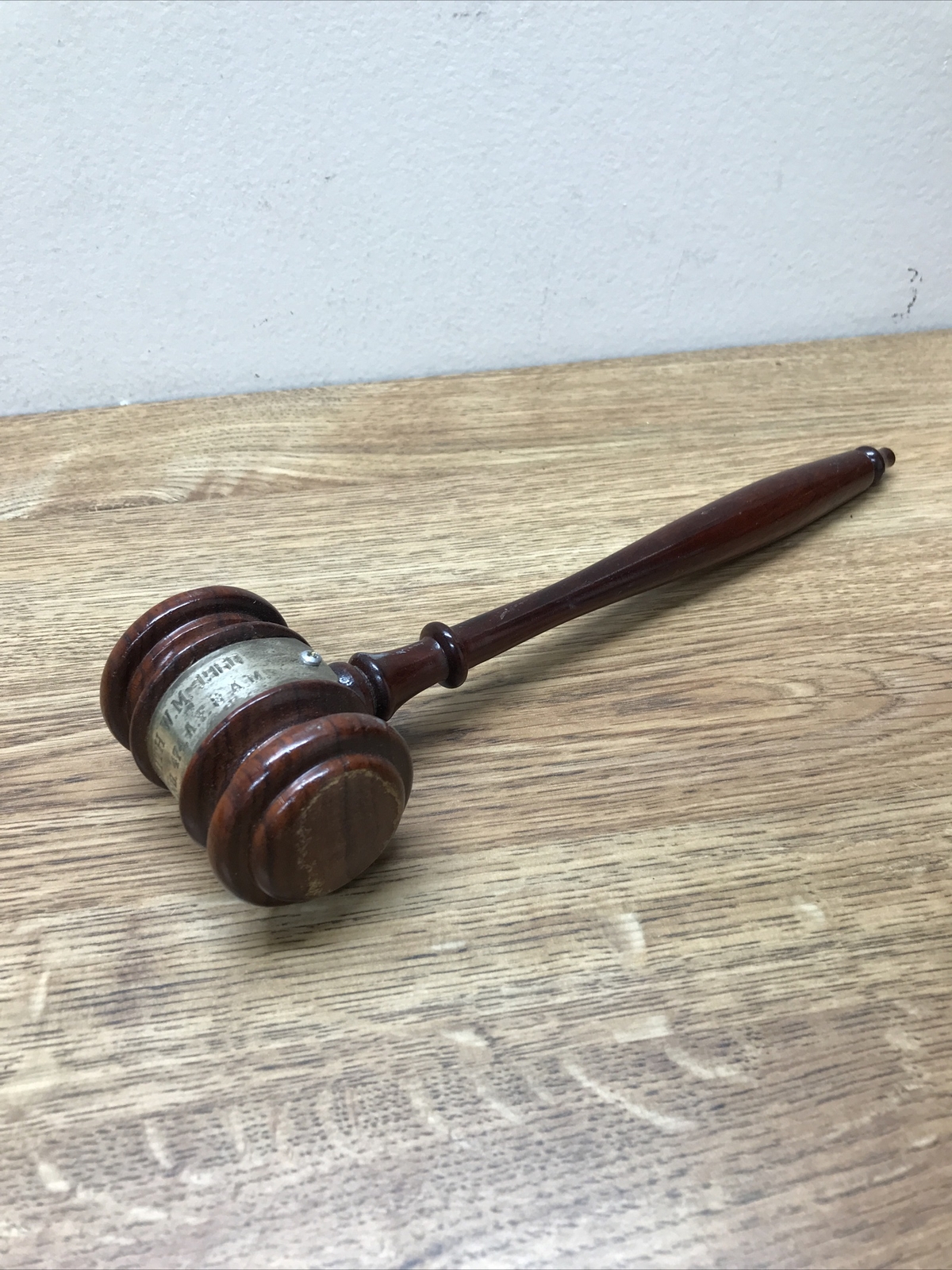 Vintage Wooden Judge’s Auctioneer’s Gavel Mallet 1960 Engraved Solid Dalbergia