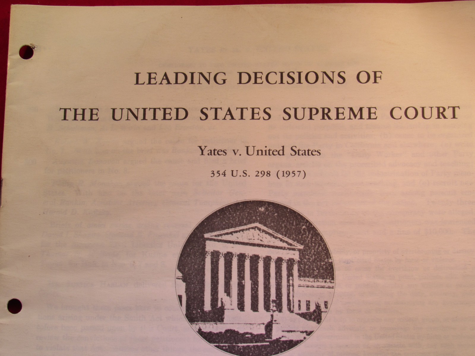 LEADING DECISIONS OF THE UNITED STATES SUPREME COURT YATES v.UNITED STATES (6)