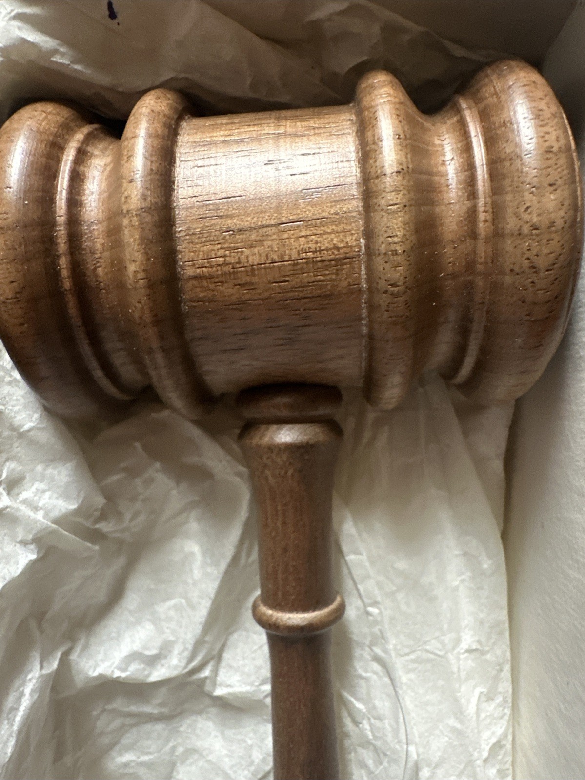Vintage Gavel Mallet Walnut Wooden Carved 10.5” Judge New In Box Made In USA
