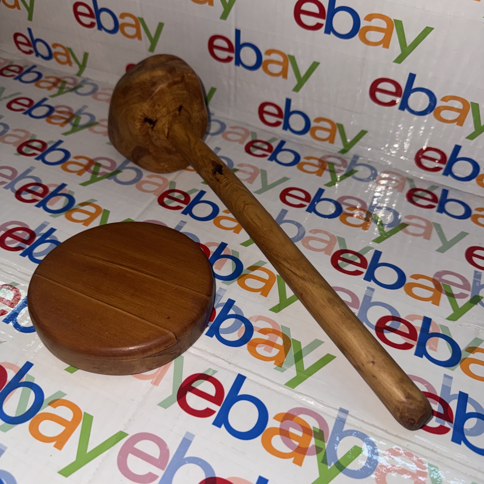 handcrafted rustic wooden gavel and matching sound block