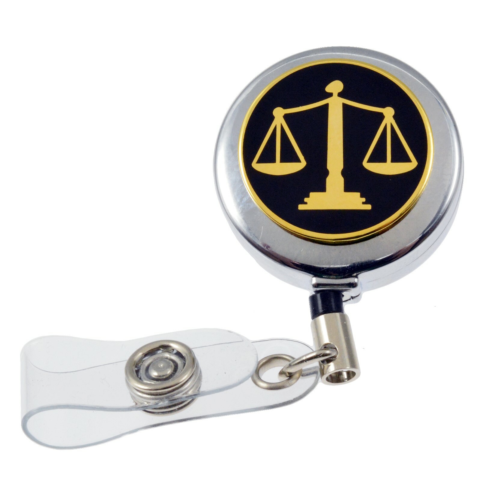 Scales of Justice Lawyer Courts Retractable Security ID Card Holder Badge Reel