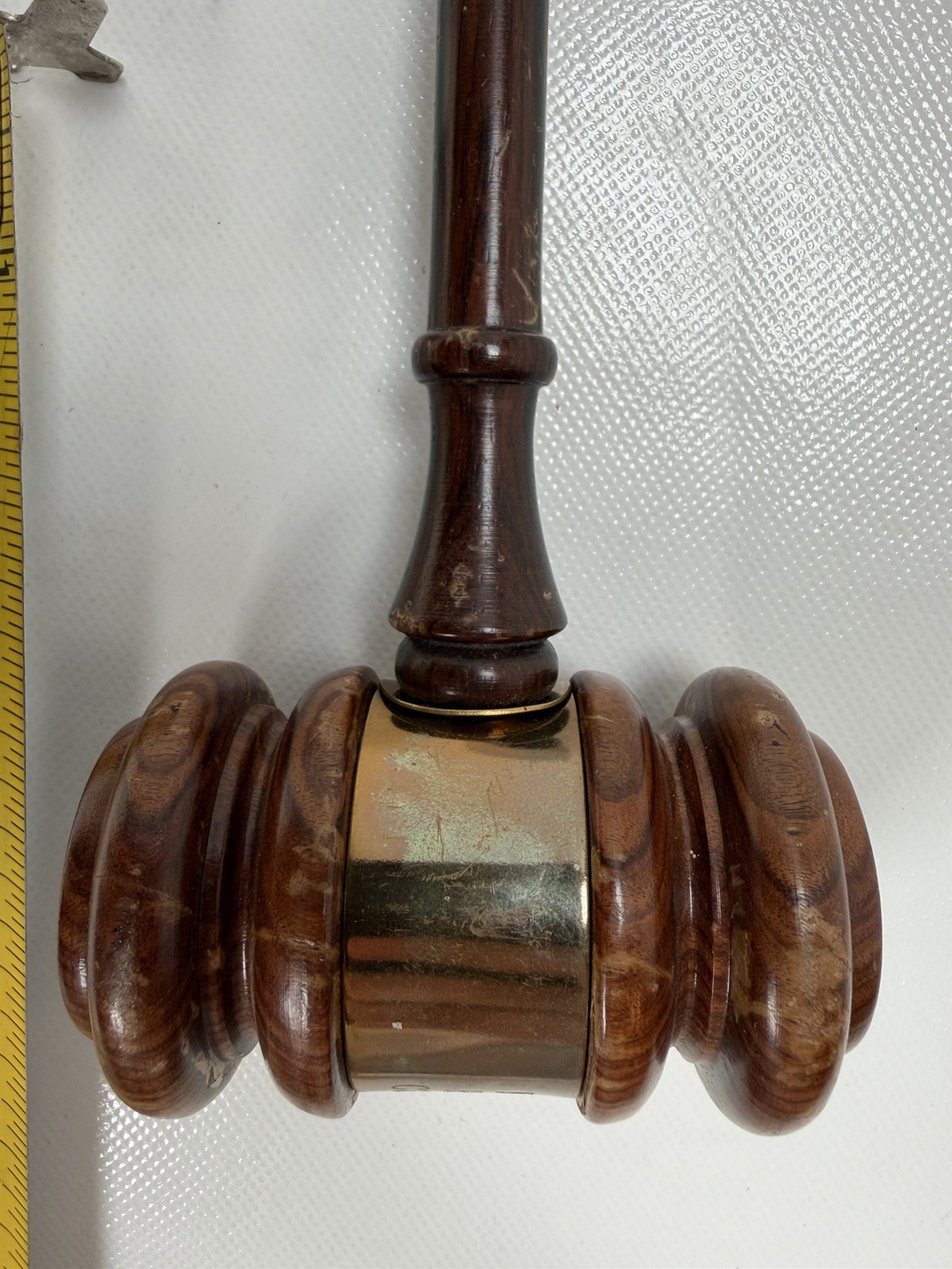 Vintage Judge Gavel Wood Brass Engraved Mary Roddy Chickasha Oklahoma USAO 10in