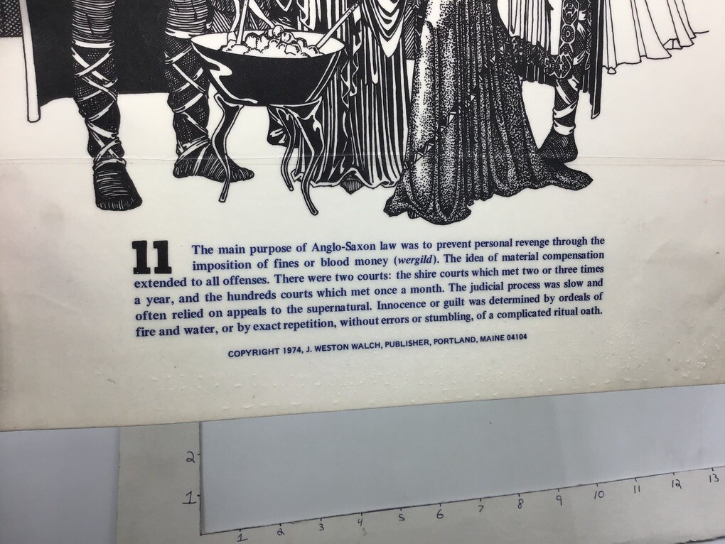 Original 1974 ORIGINS OF LAW Poster -anglo saxon- BLOOD MONEY – J Weston Walch