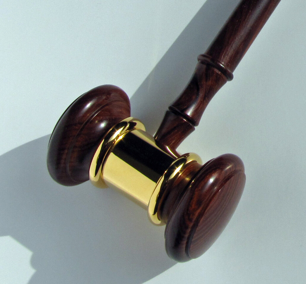 Gavel Made From Cocobolo Rosewood & Gold Plated Solid Brass