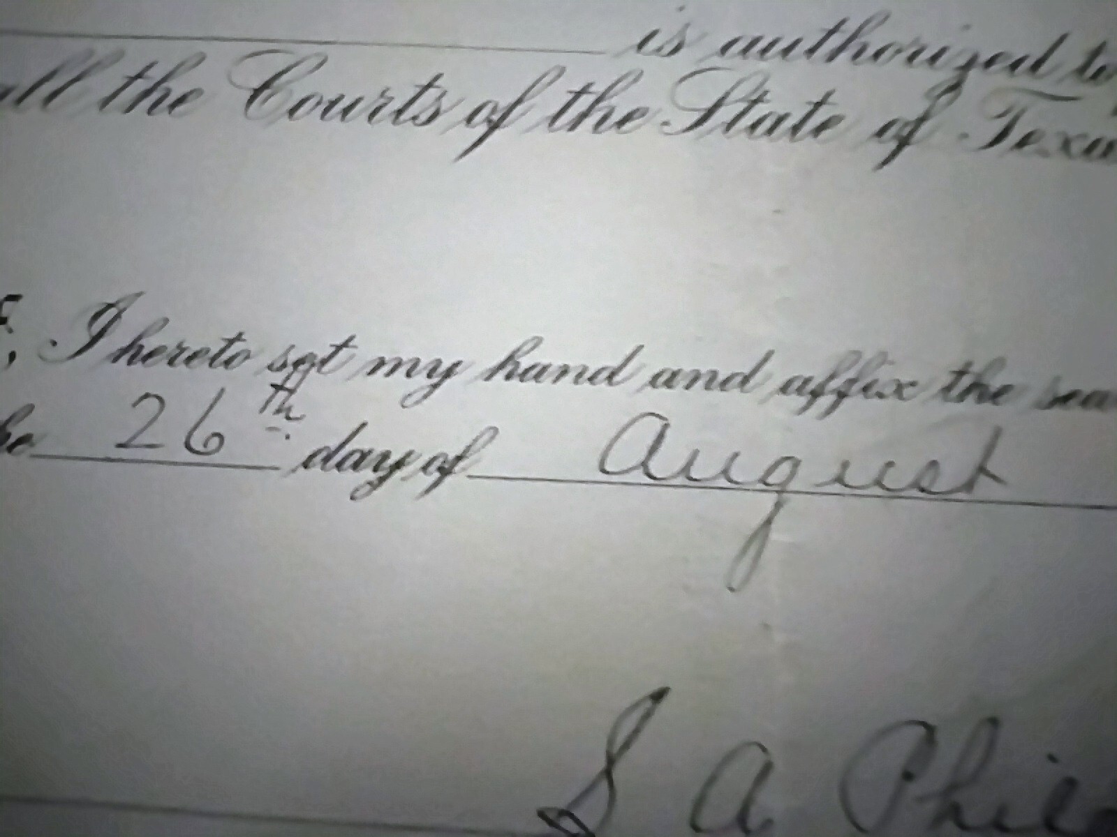 Original 1936 Supreme Court Of Texas State Bar Certificate w SEAL w Signatures