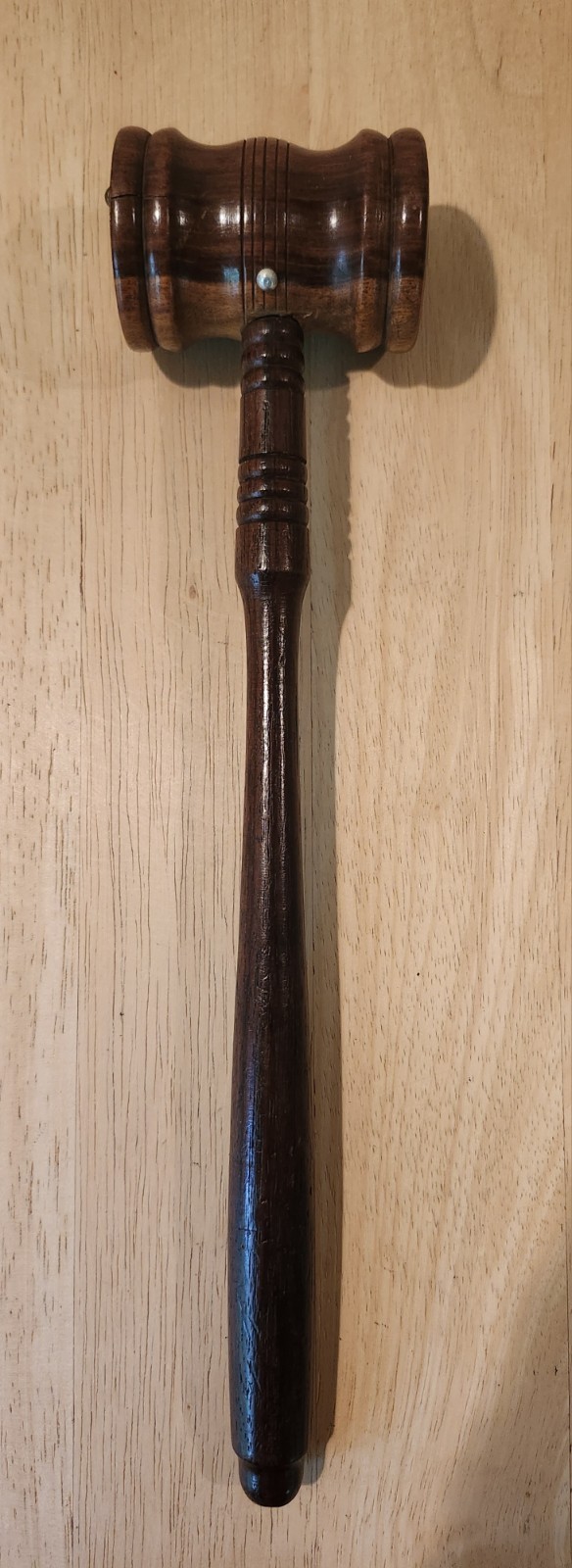 Vintage 12″ Hand Crafted Turned Wooden Gavel 2 Toned Head – FREE SHIPPING