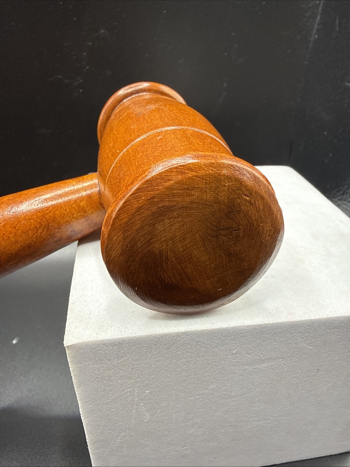 Vintage Good Turning Details Red Tone Solid Wood Judge’s Gavel Approx. 11”