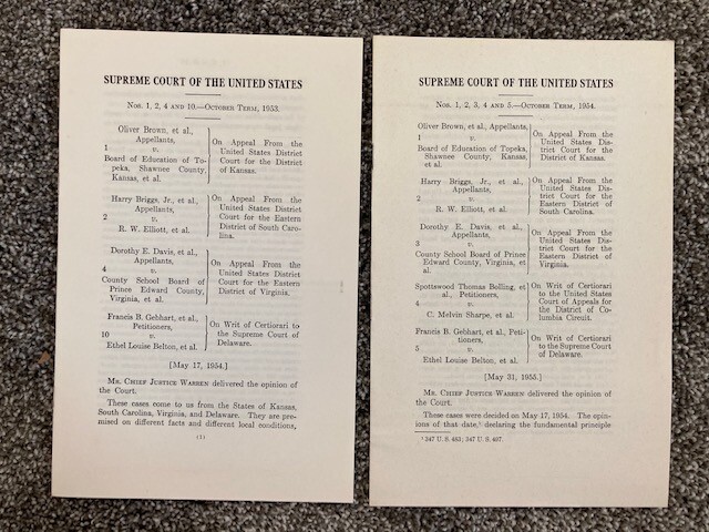 V. Rare BROWN v BOARD OF EDUCATION Original Issue Supreme Court Opinions Pt 1&2