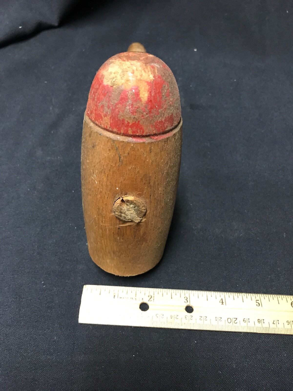 vintage wooden gavel solid wood mallet w/red Round Wood end & Flat End 11” Long