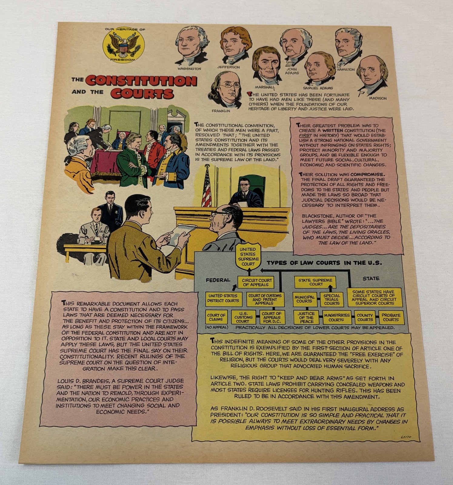 1964 cartoon page ~ THE UNITED STATES CONSTITUTION AND THE COURTS