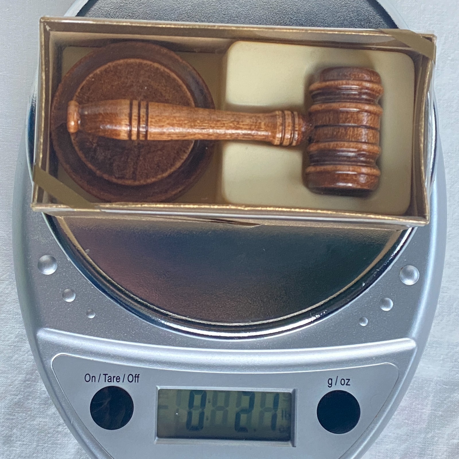Vintage C.R. Gibson Solid Wood Miniature Gavel & Sound Block