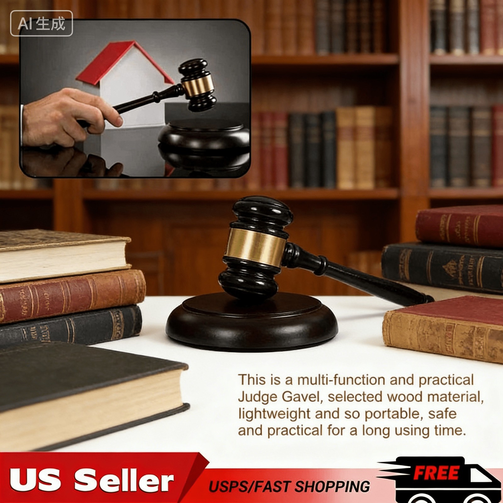Sound-Infused Wooden Judge’s Gavel: A Must-Have for Attorney Auction Occasions!