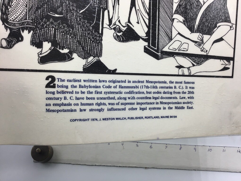 Original 1974 Poster: ORIGINS OF LAW – HAMMURABI CODE – by J Weston Walch 11×14″