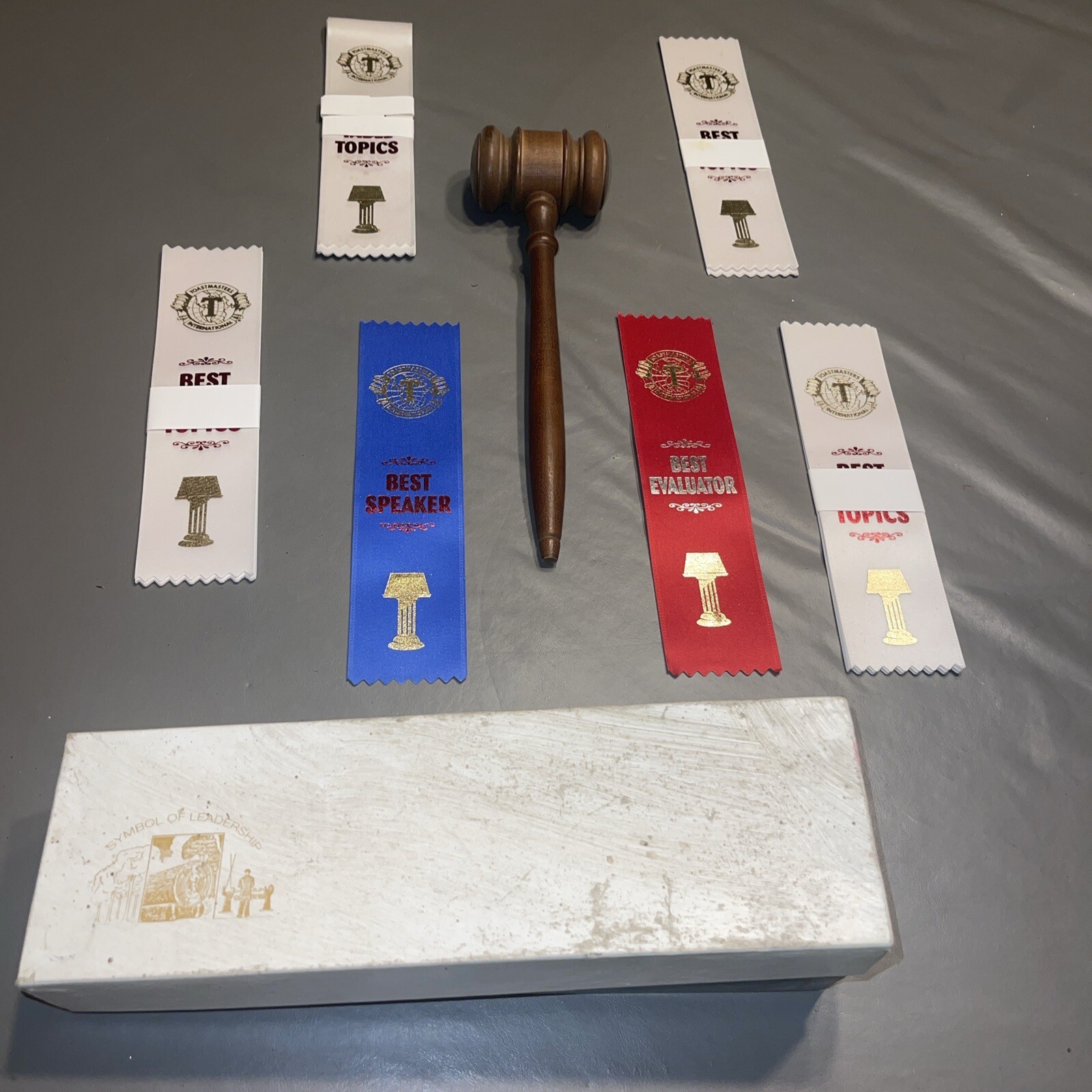 Vintage Wooden Gavel Judge/ Auction. Toast Masters International Ribbons