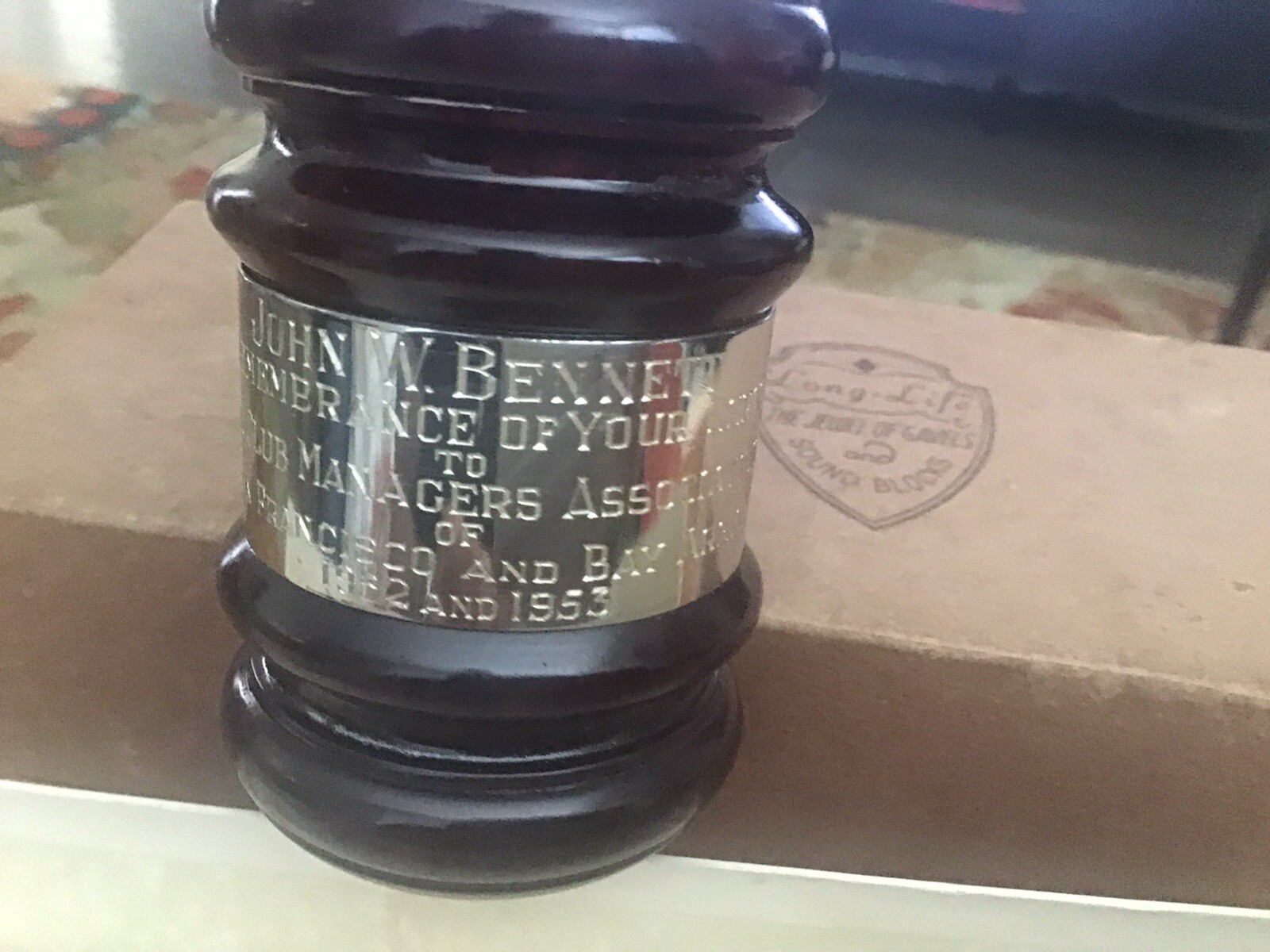 vintage sterling wooden gavel (marked 1952 and 1953 And Other Markings….)