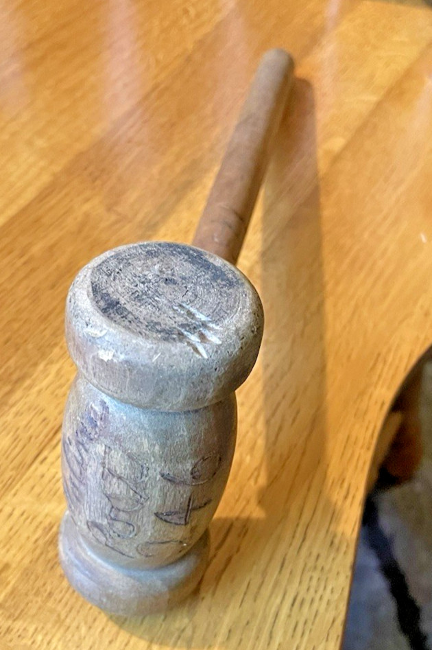 Rare Vintage Gavel. 1935 Moline Post 246 Written on Gavel. About 9.5″