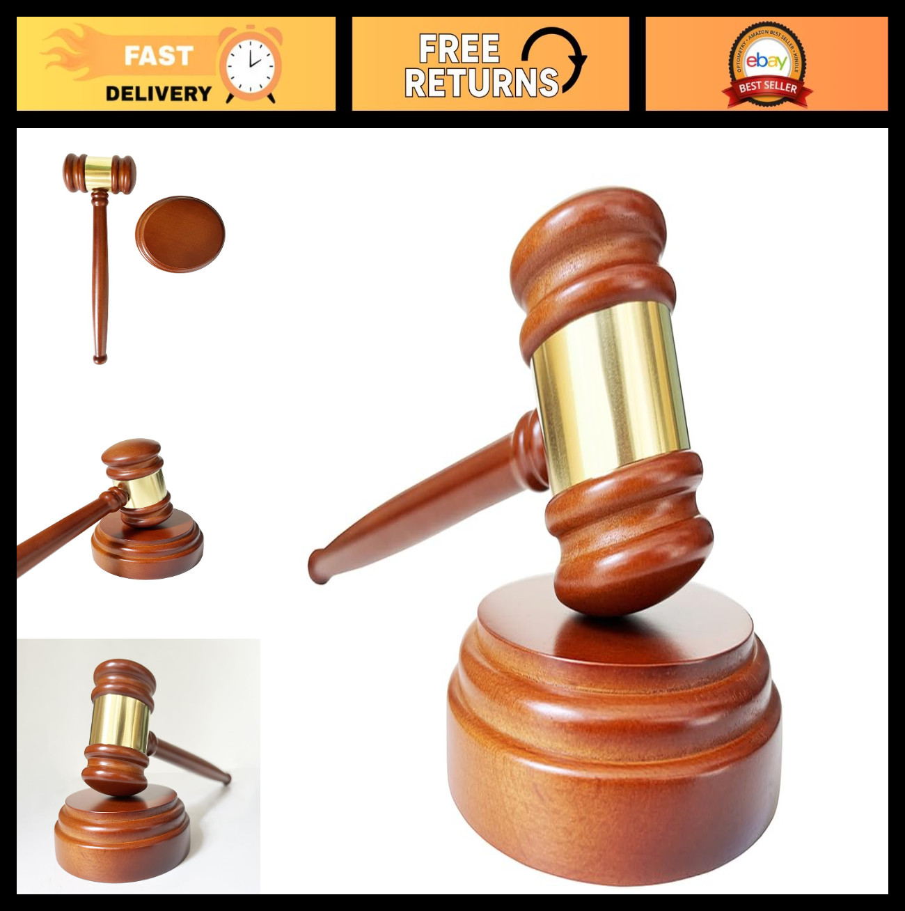 Handcrafted Wooden Gavel & Block Set – Ideal Desk Accessory for Judges, Lawyers,