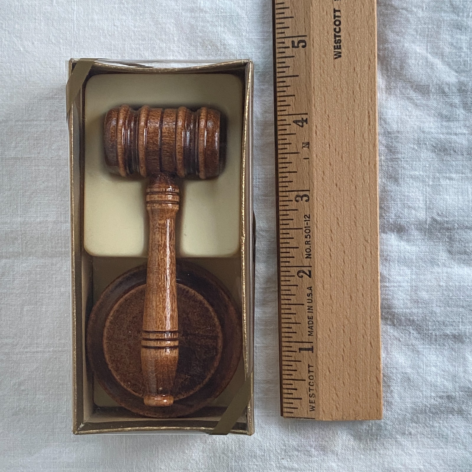 Vintage C.R. Gibson Solid Wood Miniature Gavel & Sound Block